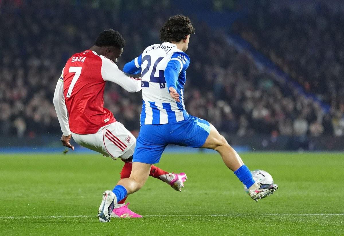 u8国际-3球4助攻,萨卡生涯英超对阵布莱顿造7球所有对手第三多